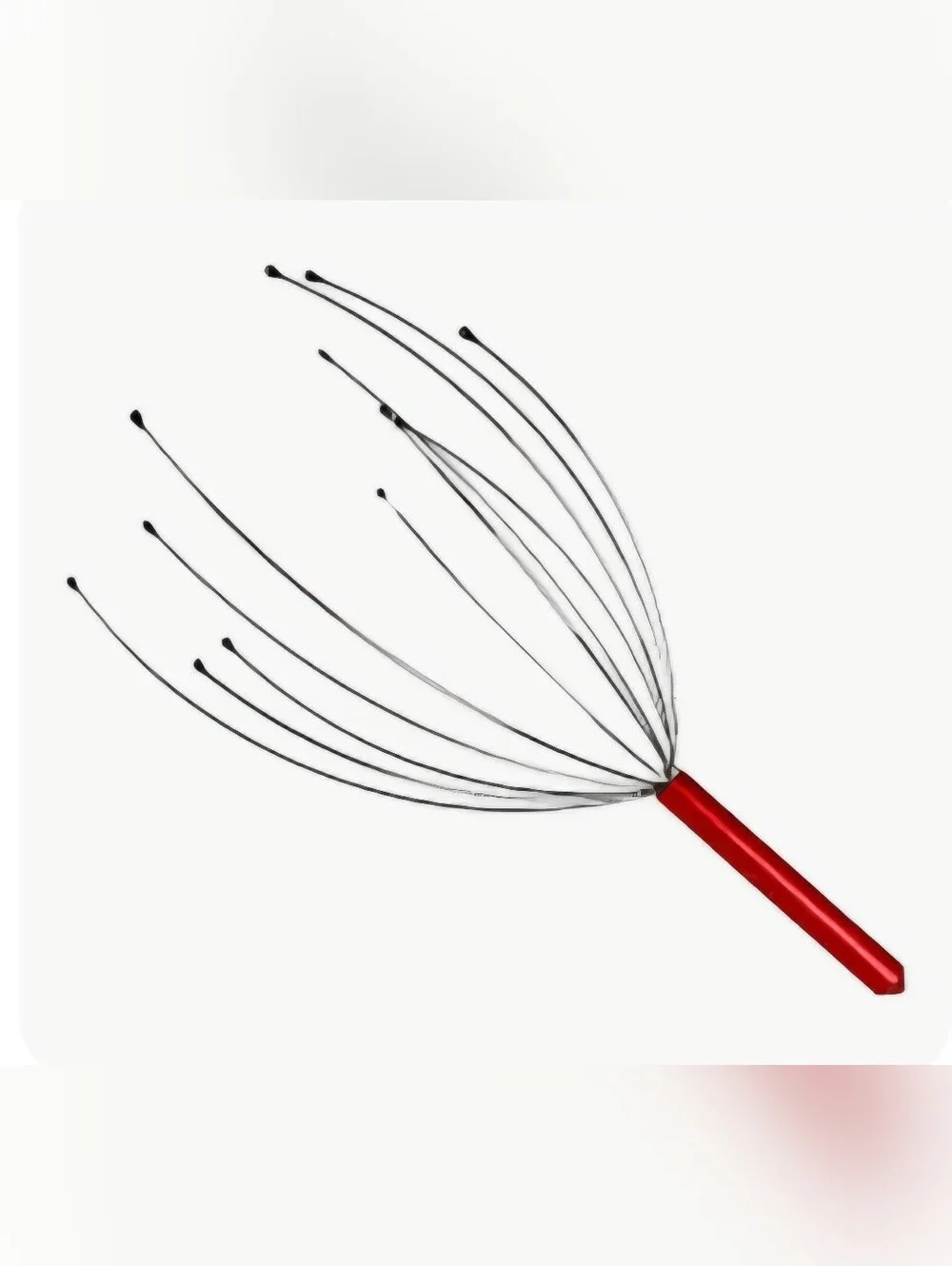 Head Scratcher Octopus Scalp Massager Red Metal Handle Beaded Wire Fingers